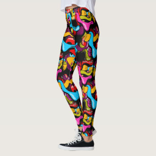 Färgglad neon graffiti hip hop gatuart leggings