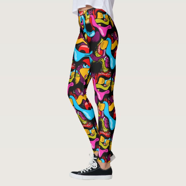 Färgglad neon graffiti hip hop gatuart leggings (Vänster)