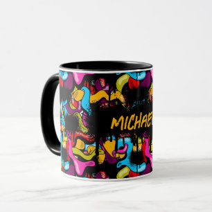 Färgglad neon graffiti hip hop gatuart mugg