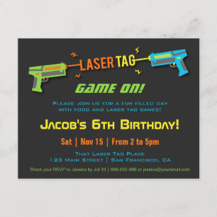 Färgglad Neon Laser Tag Födelsedagsfest Inbjudningar