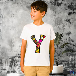 Färgglad och rolig monogram Y tribal och doodle T Shirt