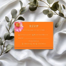Färgglad orange blomsterbröllop RSVP-kort OSA Kort