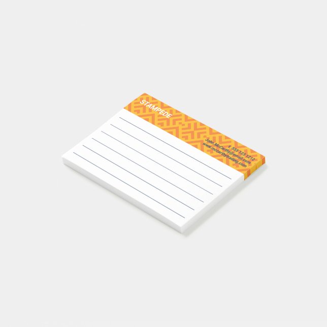 Färgglad Orange Gul Chevron Rutig Post-it Block (Vinklad)