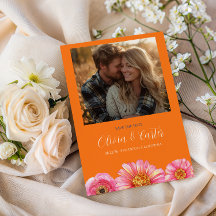 Färgglad Orange Rosa Blommig Foto Spara Datum