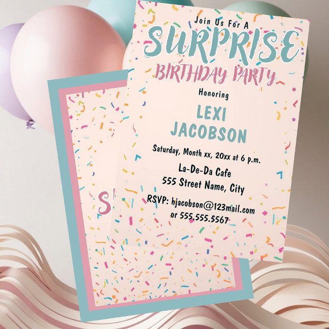 Färgglad överrasknings-födelsedagsfest inbjudningar (Colorful Surprise Birthday Party Invitation)