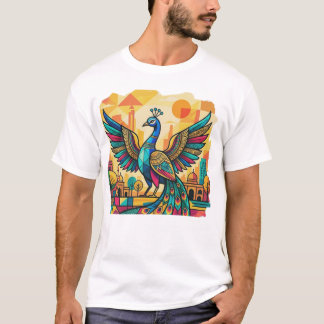 Färgglad Påfågelskonst | Indisk Påfågelillustratio T Shirt