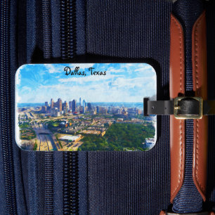 Färgglad Panorama City-vy över Dallas Texas Bagagebricka