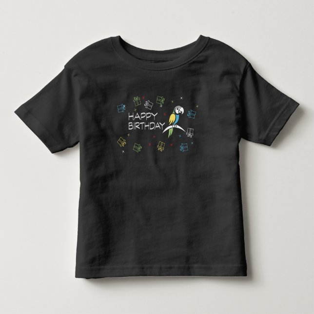 Färgglad papegoja födelsedag söt baby t shirt (Framsida)