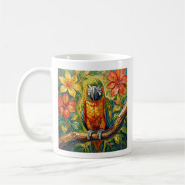 Färgglad papegoja och tropisk blomma Personlig Kaffemugg