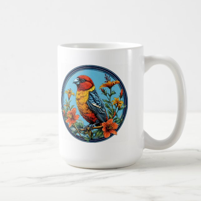 Färgglad papegojskorsnäbb fågel kaffemugg (Höger)
