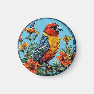 Färgglad papegojskorsnäbb fågel magnet