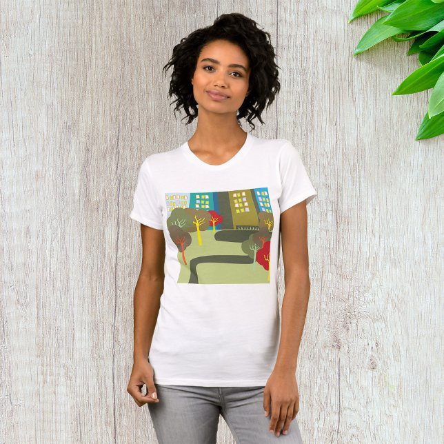 Färgglad park scen i innerstaden t shirt (Skapare uppladdad)