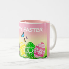 Färgglad påskdekorativ kaffemugg