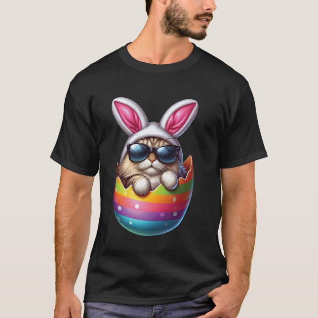 Färgglad påskkel katt - Söt kitty katt påsk  T Shirt (Framsida)