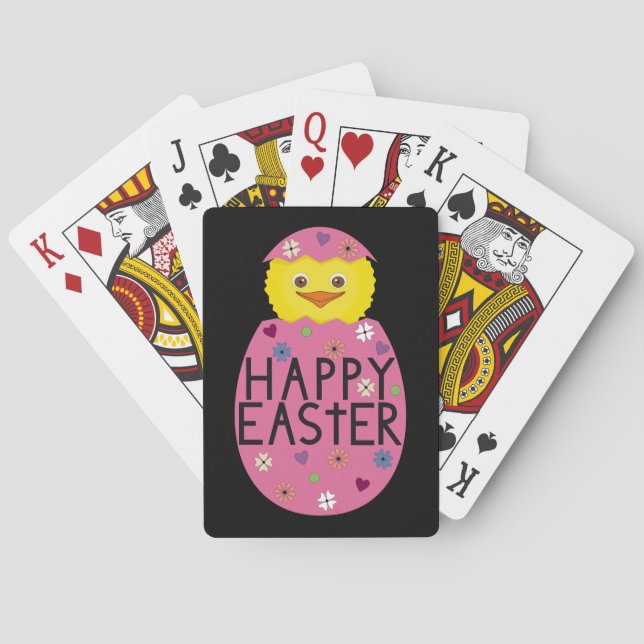 Färgglad påskkyckling i målad ägg casinokort (Baksidan)
