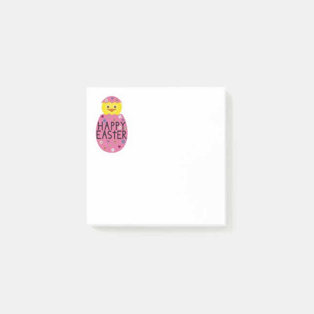 Färgglad påskkyckling i målad äggula post-it block (Framsida)