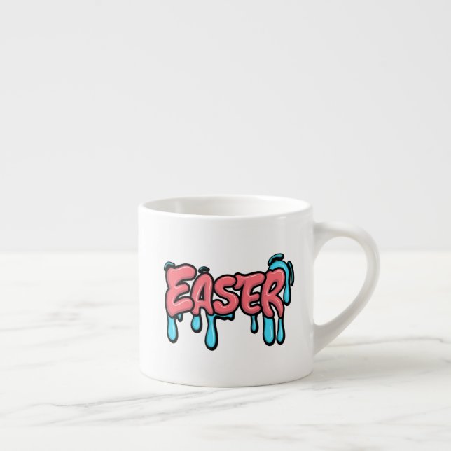 Färgglad påsktext i graffiti-stil med dropp-effekt espressomugg (Höger)