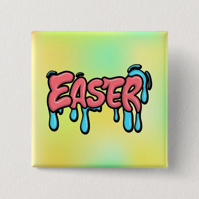 Färgglad påsktext i graffiti-stil med dropp-effekt knapp (Framsida)