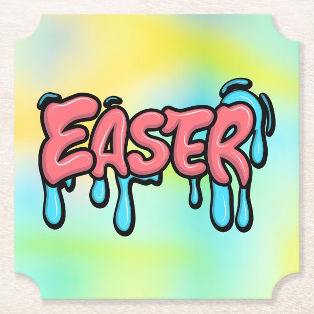 Färgglad påsktext i graffiti-stil med dropp-effekt underlägg papper (Framsida)