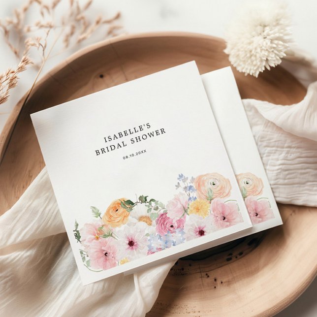 Färgglad Pastell Blommig Bröllopsfest Pappersservett (Skapare uppladdad)