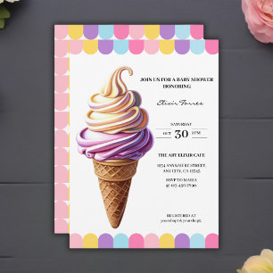 Färgglad Pastell Glass Sundae Baby Shower Inbjudningar