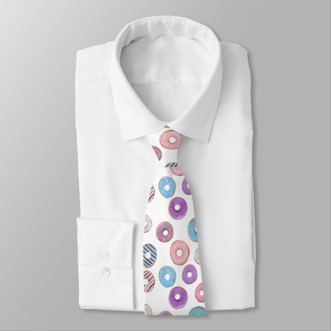 Färgglad pastellfärgad donut rosa och blå illustra slips (Bunden)
