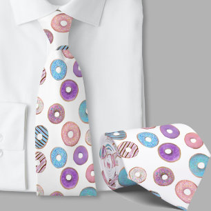Färgglad pastellfärgad donut rosa och blå illustra slips