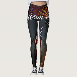 Färgglad Patriotisk Amerikansk Andlig Flagga Stad Leggings