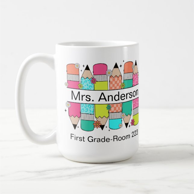 Färgglad pennlärare namn  kaffemugg (Vänster)