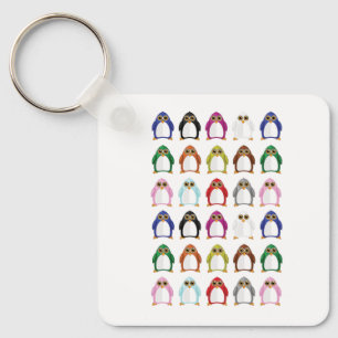Färgglad Pingvin Mönster Söt Kawaii Nyckelring