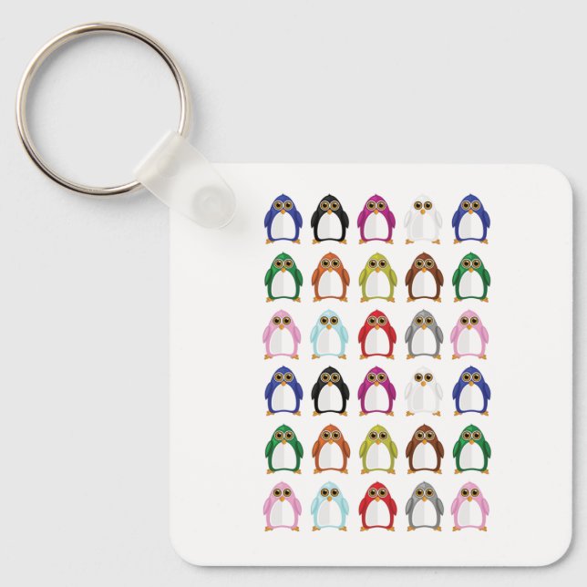 Färgglad Pingvin Mönster Söt Kawaii Nyckelring (Framsida)