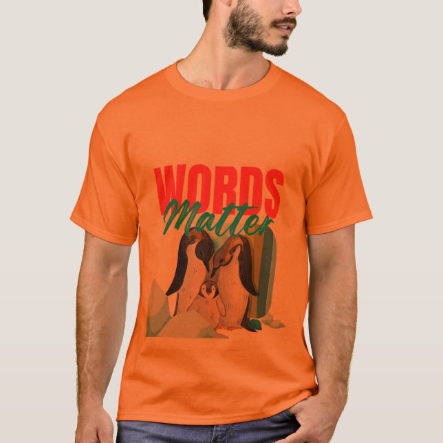 Färgglad pingvinfamilj kärlek t shirt (Framsida)