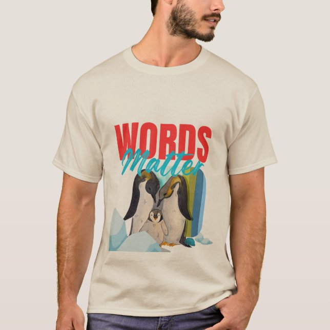 Färgglad pingvinfamiljs kärlek t shirt (Framsida)