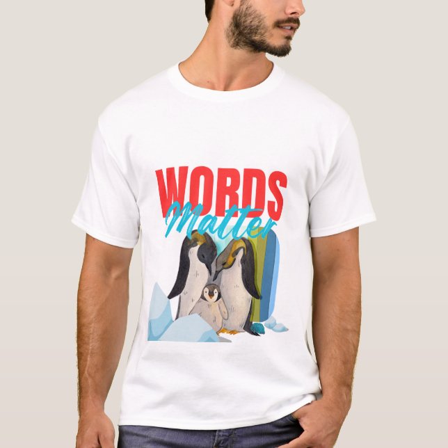 Färgglad pingvinfamiljs kärlek t shirt (Framsida)