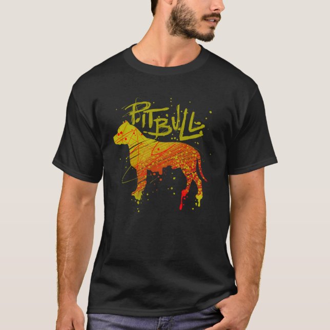Färgglad Pitbull T Shirt (Framsida)