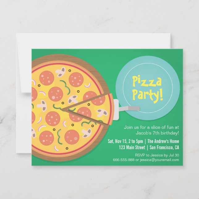 Färgglad Pizzafilm Tonåringar Födelsedagsfest Inbjudningar (Framsida)