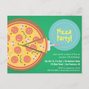 Färgglad Pizzafilm Tonåringar Födelsedagsfest Inbjudningar