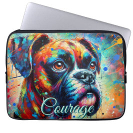 Färgglad Pop Art Boxer Hund Personlig Laptop Fodral