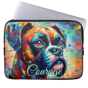 Färgglad Pop Art Boxer Hund Personlig Laptop Fodral