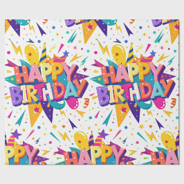 Färgglad Pop Art Glad Födelsedag Presentpapper