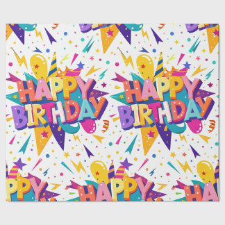 Färgglad Pop Art Glad Födelsedag  Presentpapper