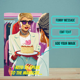 Färgglad Pop Art Rolig Karen Födelsedag Kort