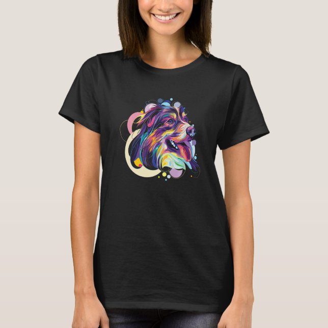 Färgglad Pop Australisk Shepherd Porträtt Aussie   T Shirt (Framsida)