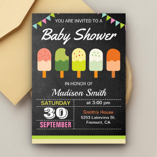Färgglad Popsicle Baby Shower Inbjudan