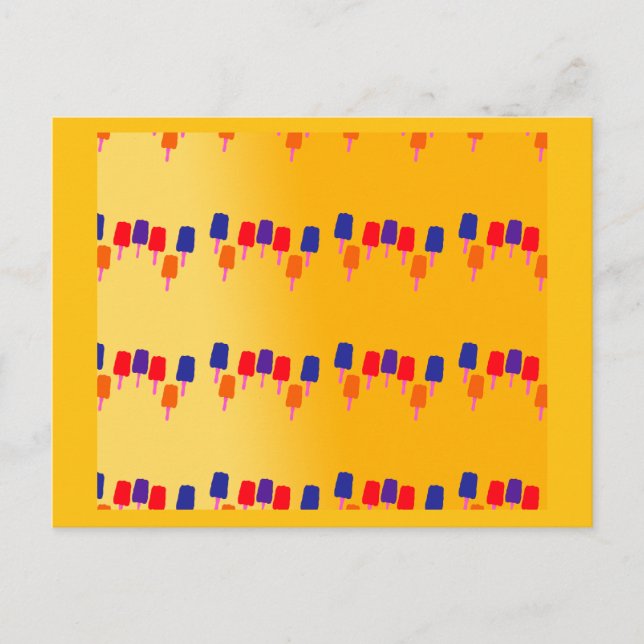 Färgglad Popsicle Sommar Mönster Postkort  Vykort (Framsida)