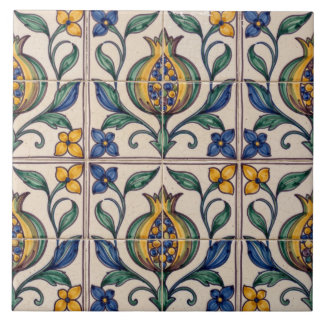 Färgglad portugisisk Azulejo Granatäppleplatta Kakelplatta