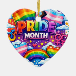 Färgglad Pride Månad Regnbåge och Enhörning Konst Julgransprydnad Keramik