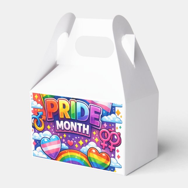 Färgglad Pride Månad Regnbåge och Enhörning Konst Presentaskar (Framsidan Sidan)