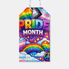 Färgglad Pride Month Regnbåge och Enhörning Konst Presentetikett