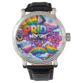 Färgglad Pride Month-regnbåge och enhörningskonst Armbandsur